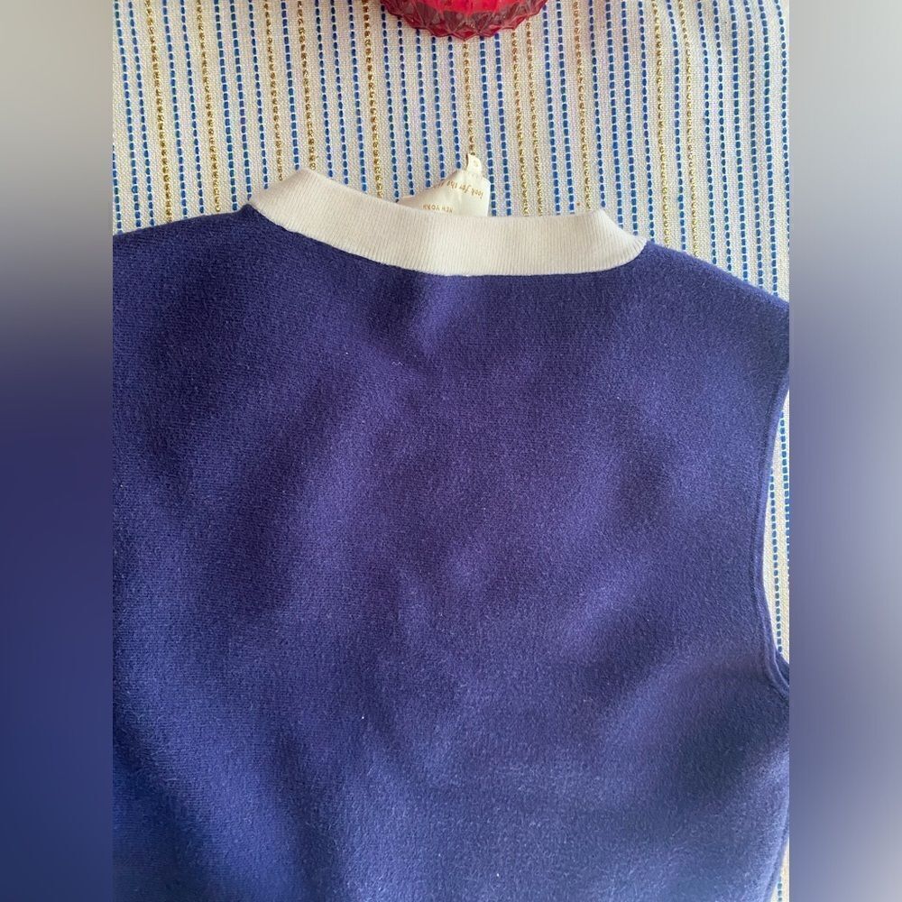 Kate Spade Mini Dress Womens Size Small Navy Sleeveless Jewelry White Cotton - Picture 9 of 12